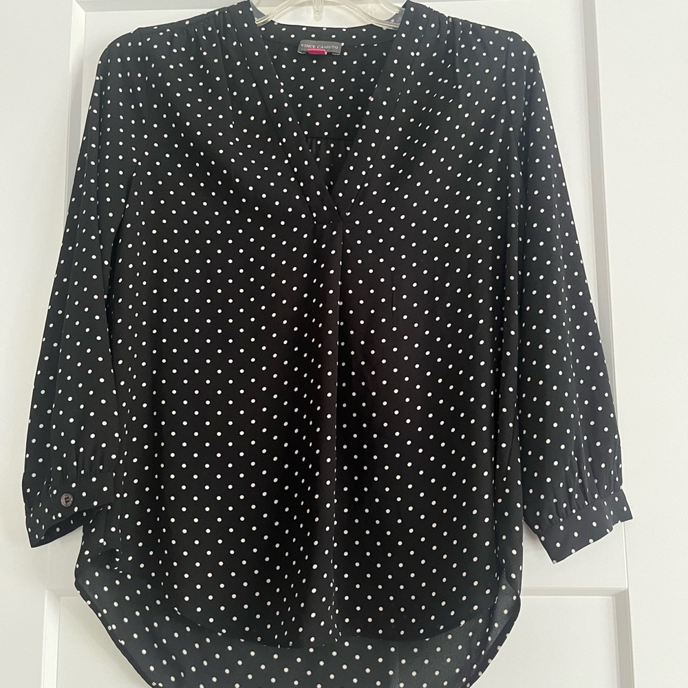 Vince Camuto Black and White Polka Dot Blouse